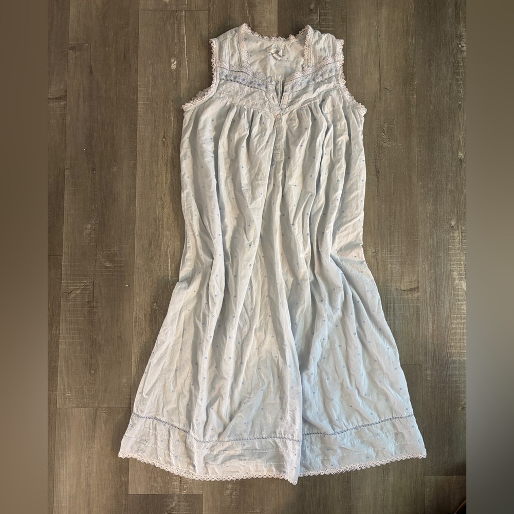 Erika Taylor Intimates Light Blue Eyelet 100% Cotton Nightdress